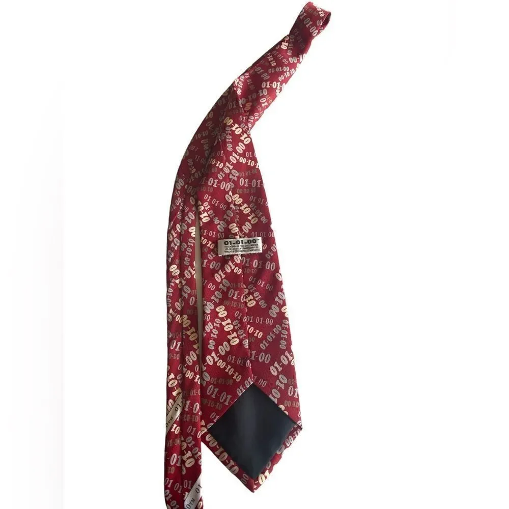 VINTAGE NECK TIE - 01-01-00 Millennium Year - Mark Of The Millennium Red